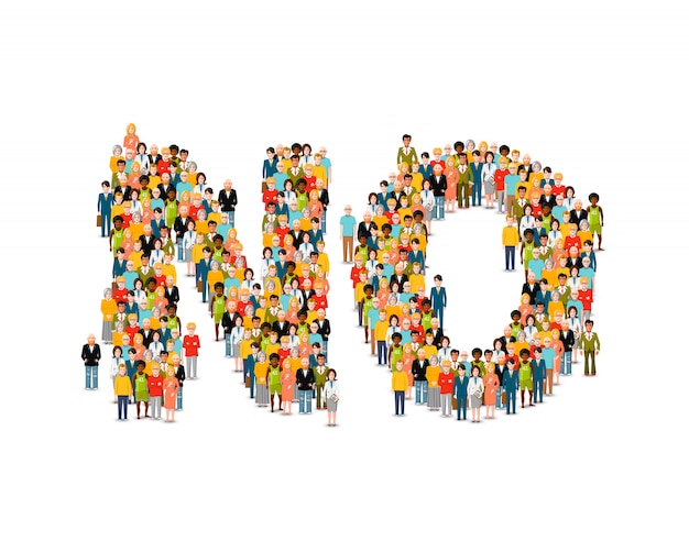 Multitud de manifestantes en forma de no palabra aislada. Vector Premium