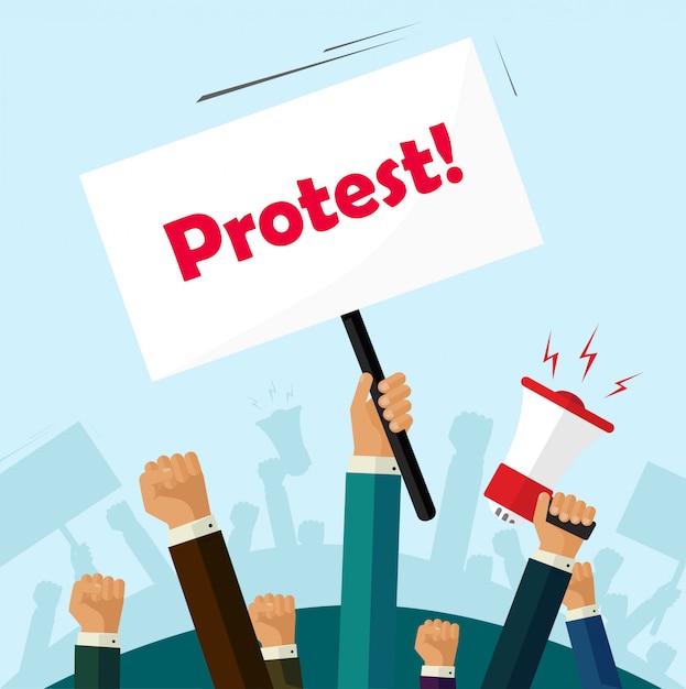 Multitud de personas manifestantes Vector Premium