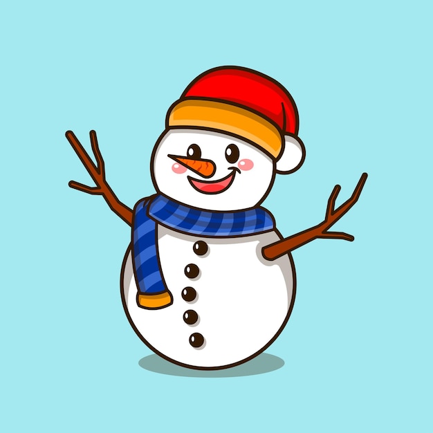 Muñeco De Nieve Con Sombrero De Santa Sonriendo En Vector De Dibujos ...