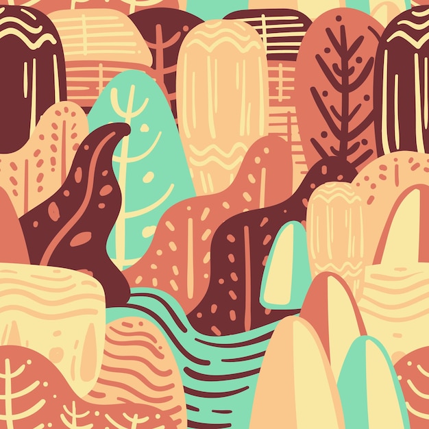 Naturaleza Colorida Doodle De Patrones Sin Fisuras Vector Premium