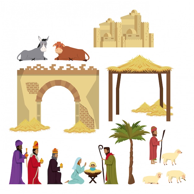 Navidad cristiana tradicional Vector Premium