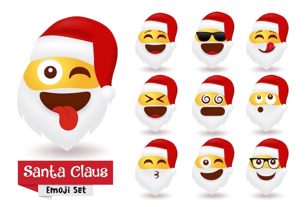 Navidad santa claus emoji characters set santa smiley character