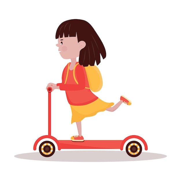 Ni A De Dibujos Animados Monta Un Scooter Ilustraci N Vectorial