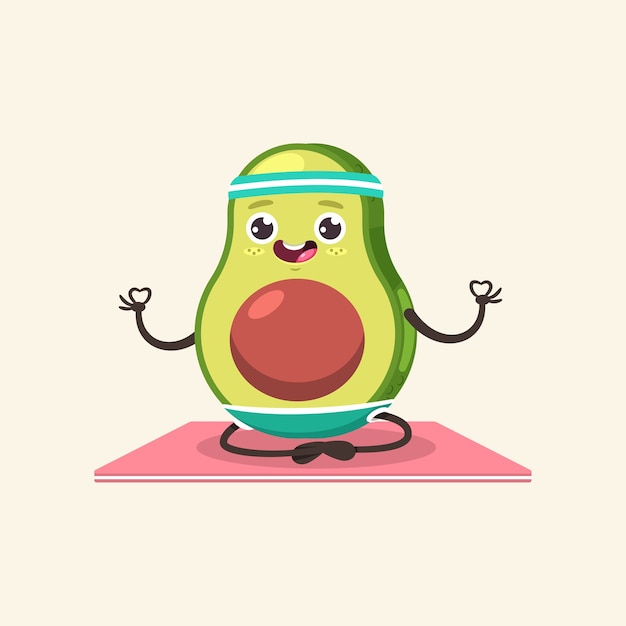 Ni O De Aguacate Divertido En Pose De Yoga Personaje De Dibujos