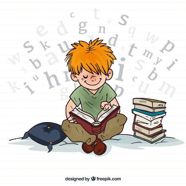 Resultado de imagen de dibujo niño leyendo un libro
