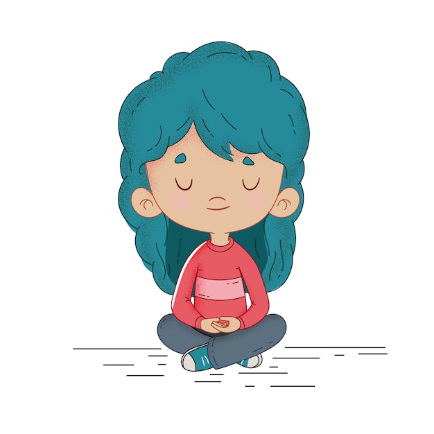 Niño meditando tranquilamente | Vector Premium