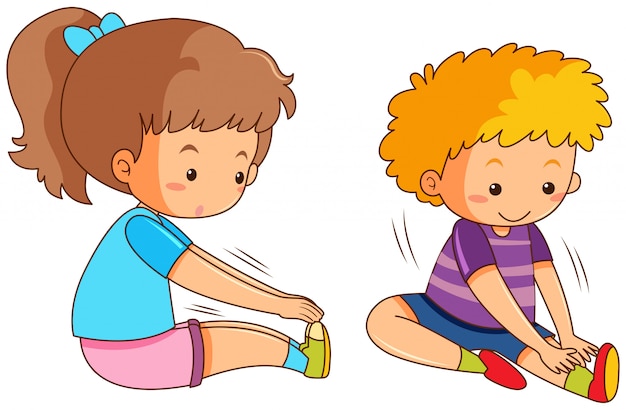 Niño y niña haciendo ejercicio | Vector Gratis