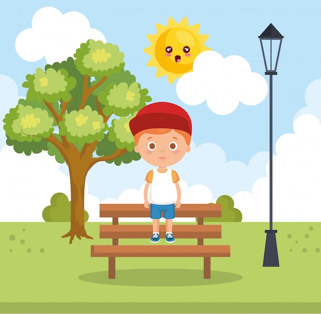 Niño pequeño en el personaje del parque | Vector Gratis