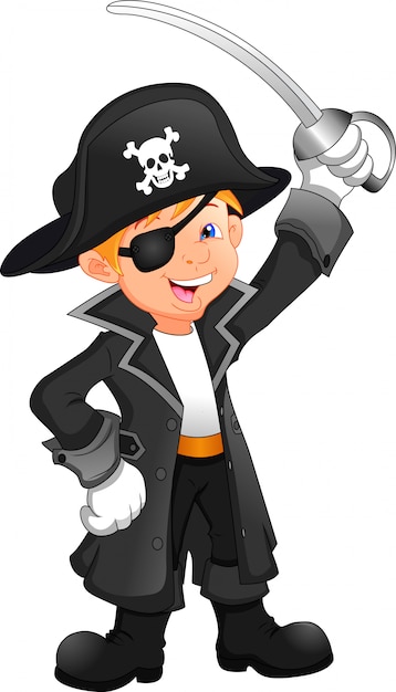 Niño pirata de dibujos animados | Vector Premium