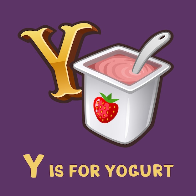 Ninos Alfabeto Letra Y Y Yogurt Vector Premium