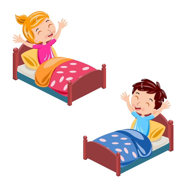 Download Los niños se despiertan en el vector de la mañana | Vector ...