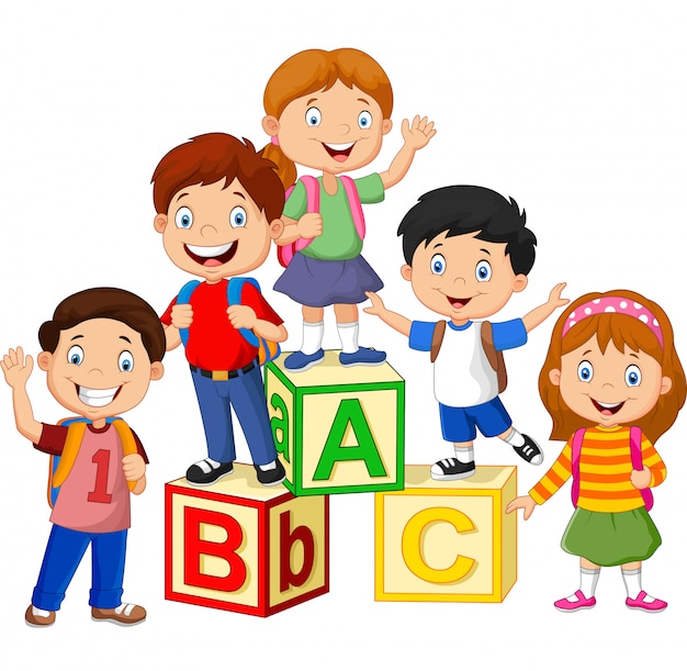 niños con bloques
