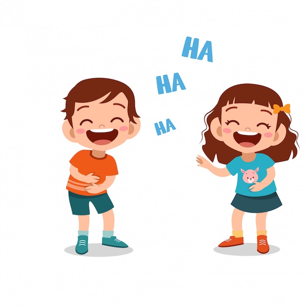 Niños niños riendo juntos | Vector Premium