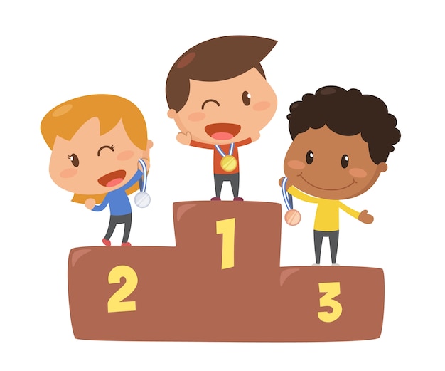 Download Niños que son los ganadores | Vector Premium