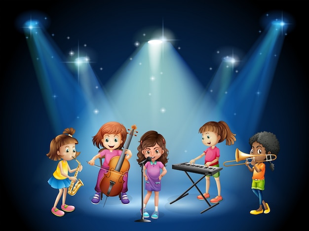 Niños Tocando Música En Concierto Vector Premium 2799