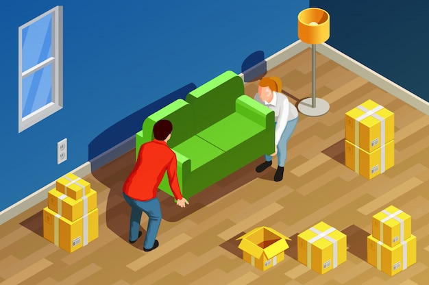 Nueva composición isométrica del hogar vector gratuito