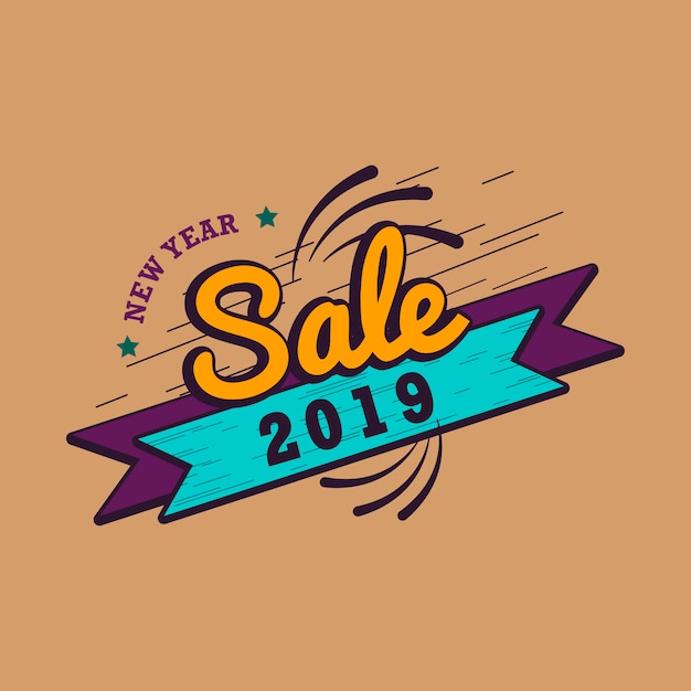 Nuevo año 2019 venta emblema vector vector gratuito