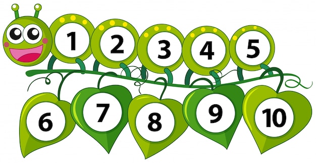 Número de conteo con oruga verde | Descargar Vectores gratis
