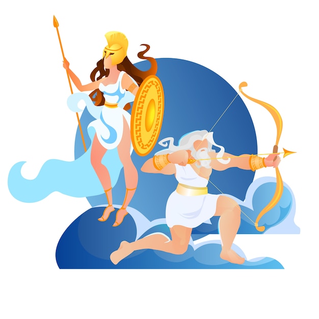 Olimpo grecia antigua mitología dioses zeus atenea | Vector Premium