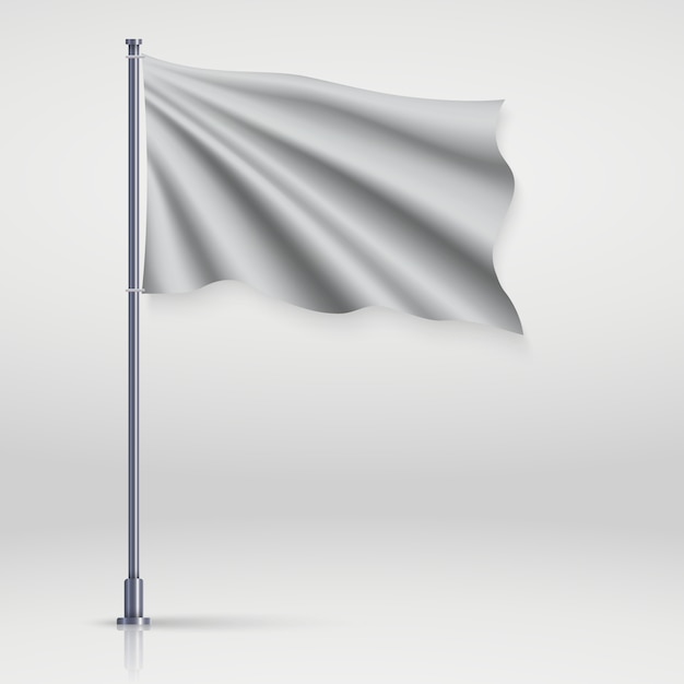 Ondeando Bandera En Blanco En El Asta De La Bandera | Vector Premium