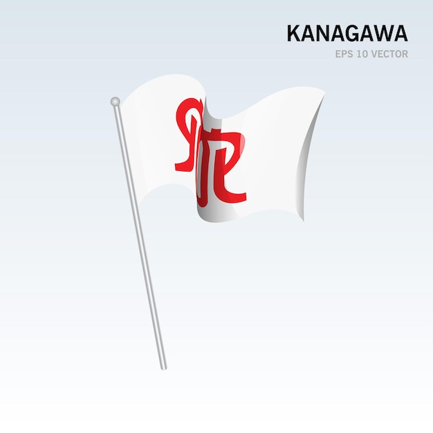 Ondeando la bandera de las prefecturas de kanagawa de japón aislado