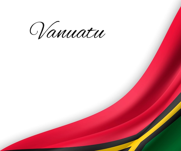 Ondeando La Bandera De Vanuatu Sobre Fondo Blanco Vector Premium