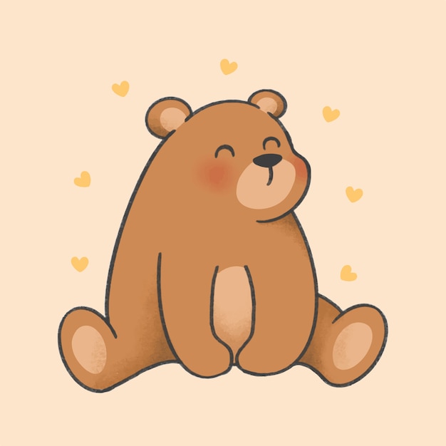 Oso dibujos animados estilo dibujado a mano | Vector Premium