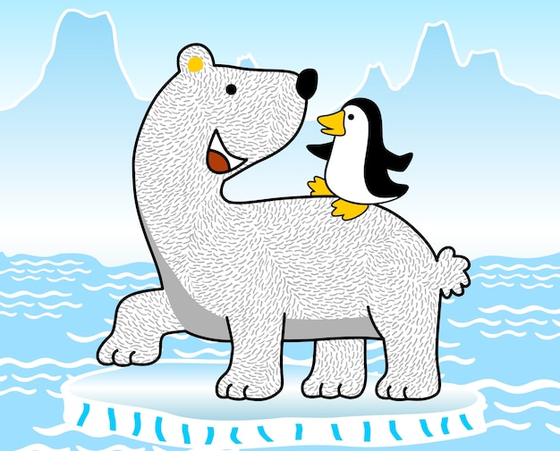 Oso Polar Con Pingüino En El Polo Norte Dibujos Animados De Vector Vector Premium 4950