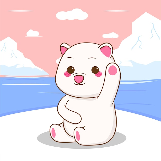 Oso Polar Sentado Personaje De Dibujos Animados Vector Premium