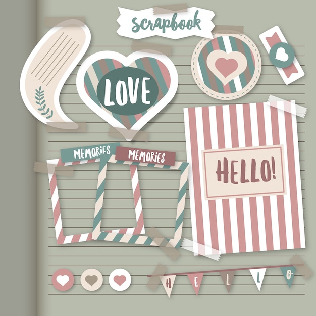 Pack De Accesorios Vintage De Colección De Recortes Vector Gratis 6989