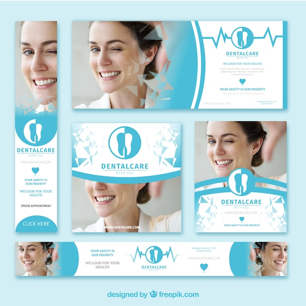 Pack De Banners De Dentista Vector Gratis