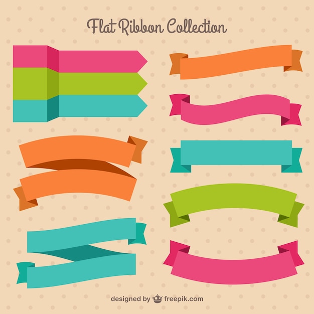 Download Pack de bonitas cintas de colores en diseño plano | Vector ...