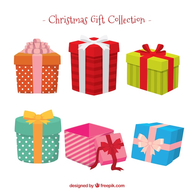 Download Pack de cajas de regalos con lazos | Vector Gratis