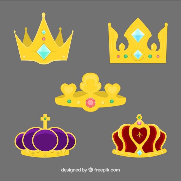 Pack De Coronas De Princesa Bonitas Con Gemas Vector Gratis