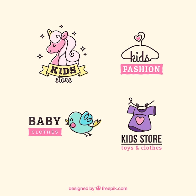 Pack de cuatro bonitos logos infantiles  Descargar 