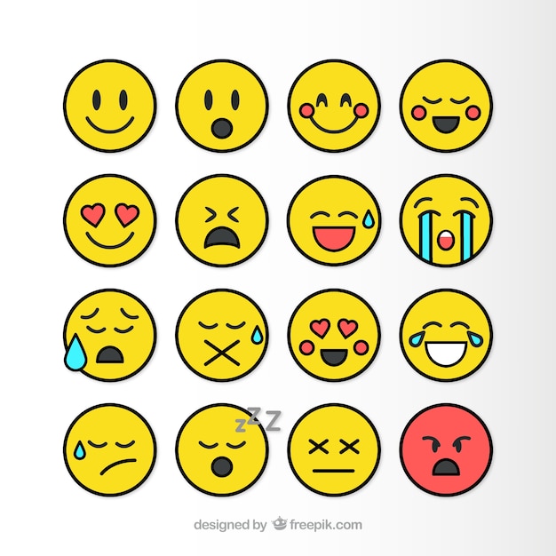 Pack de emoticonos planos | Descargar Vectores gratis