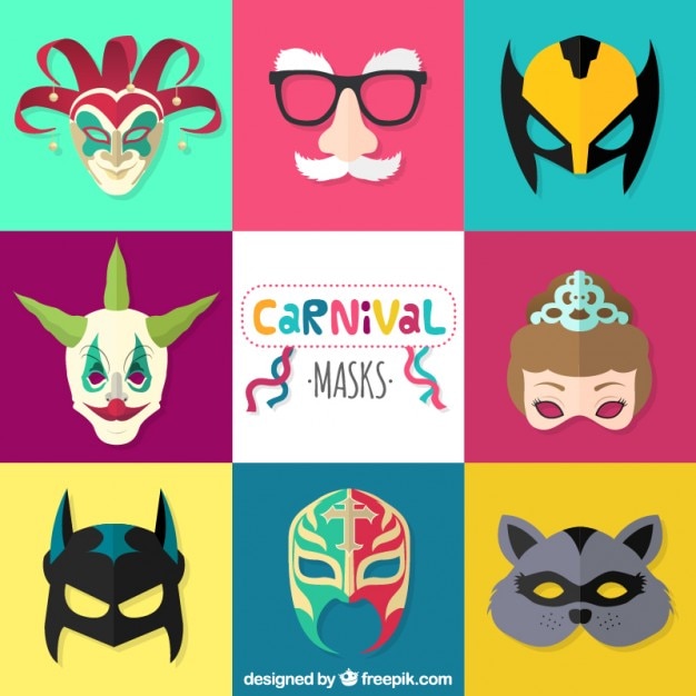 Pack De Máscaras De Carnaval Descargar Vectores Gratis 