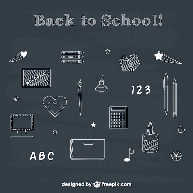 Download Pack de dibujos de tiza vuelta a la escuela | Vector Gratis