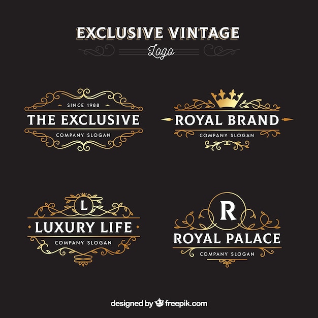 Download Pack elegante de plantillas de logos vintage | Descargar ...