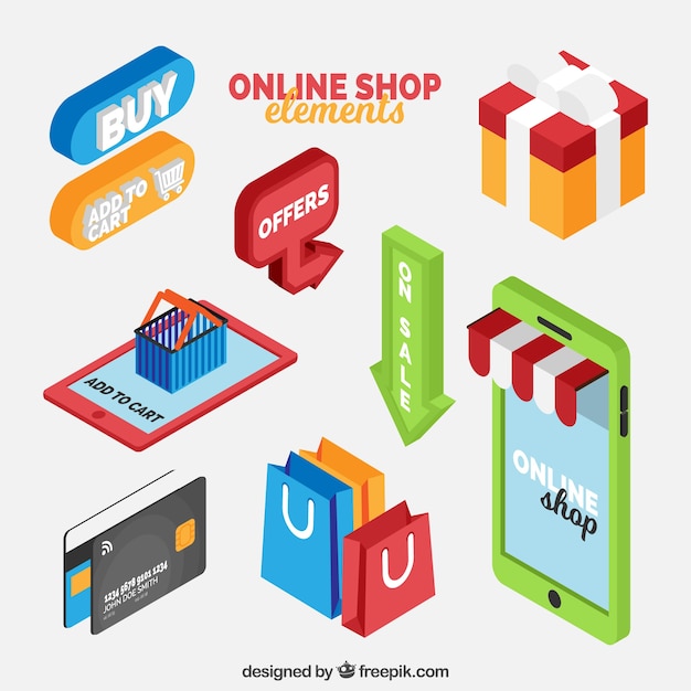 Pack De Elementos De Tienda Online Vector Gratis