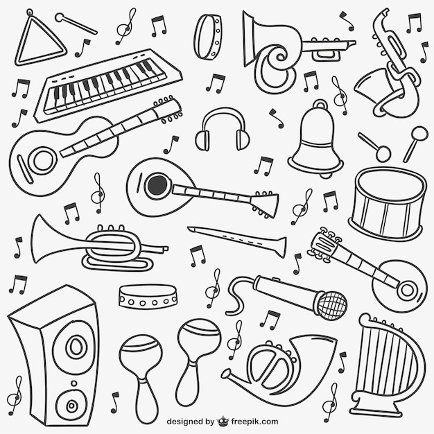 Download Pack de garabatos de música | Vector Gratis