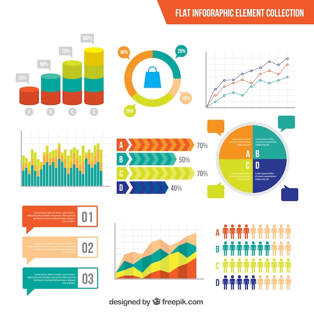 Pack de gráficos y otros elementos de colores Vector Premium