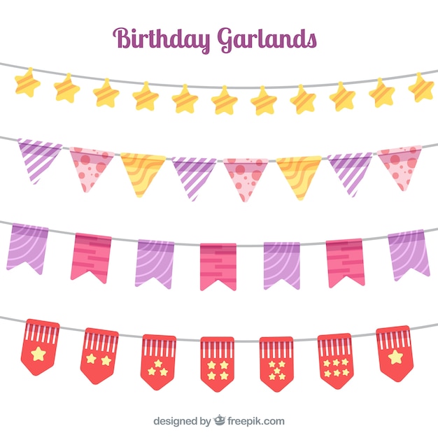 Pack De Guirnaldas Para Fiesta De Cumpleanos Vector Gratis