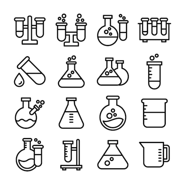 Download Pack de iconos de equipos de bioquímica | Vector Premium