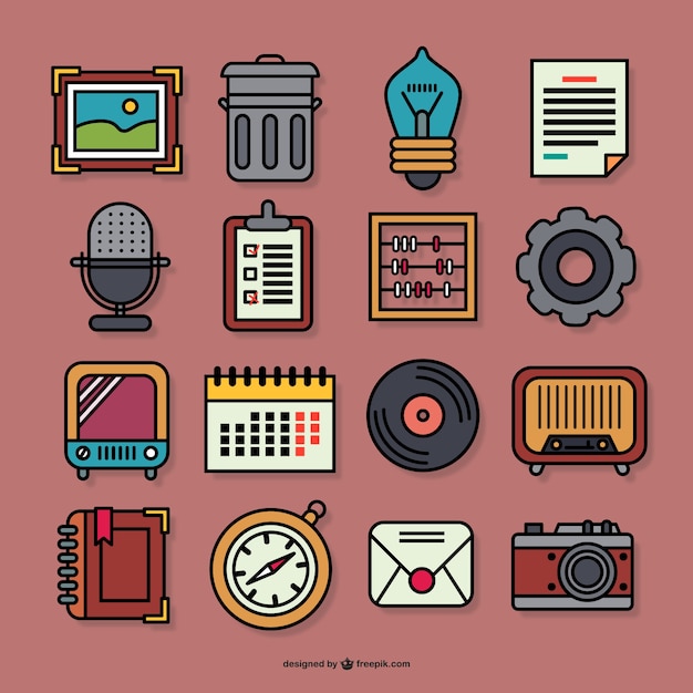 Pack de iconos retro | Vector Gratis