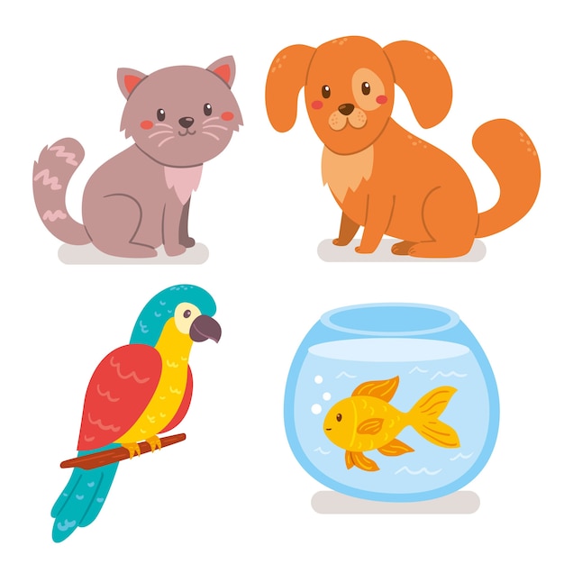 Pack de ilustración de diferentes mascotas | Vector Gratis