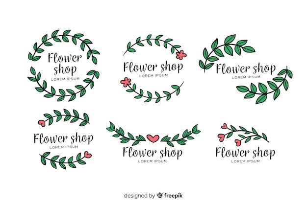 Pack de logos de floristería para bodas. vector gratuito