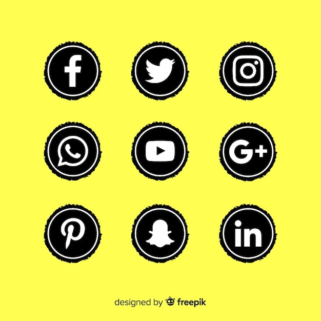 Download Pack de logos de redes sociales en negro | Vector Gratis
