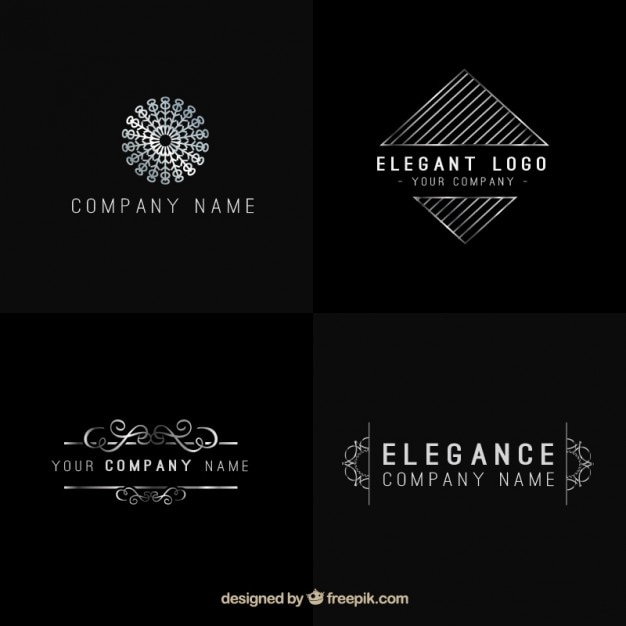 Download Pack de logotipos elegantes de plata | Vector Gratis