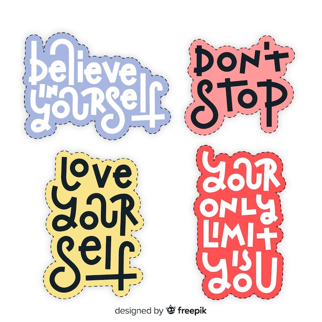 Pack de pegatinas de letras motivacionales vector gratuito